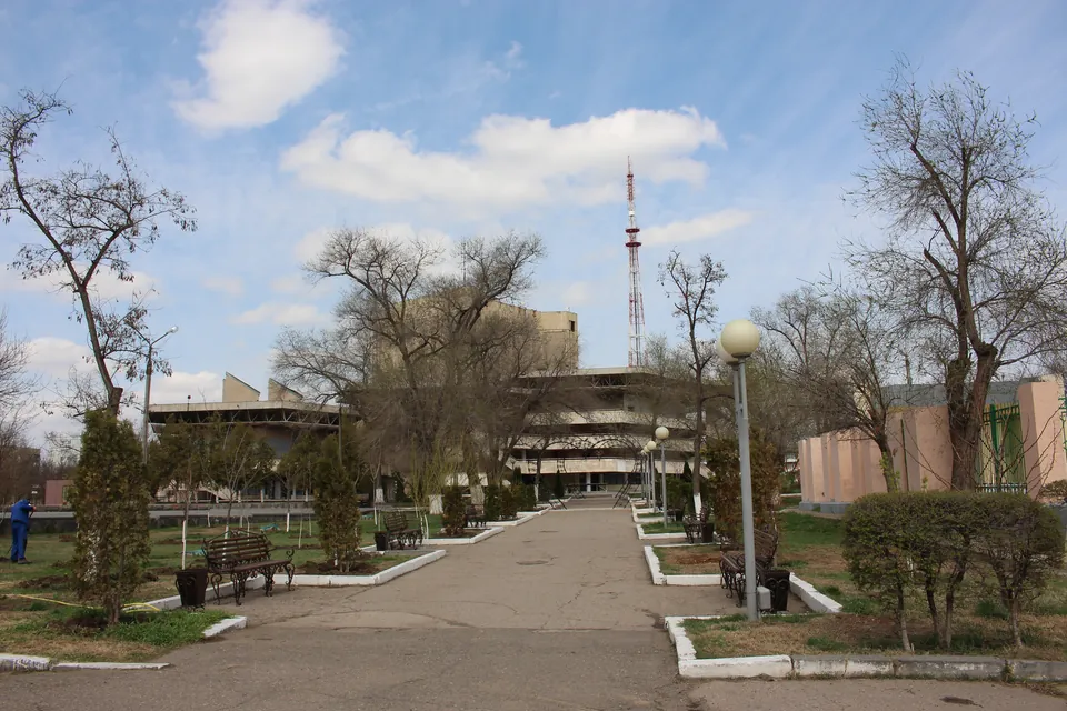 Парк «Аркадия»: Аллея парка, в глубине концертный зал, 2014 год
